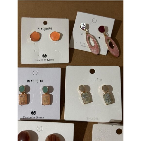 Beonon Earrings Set for Women 10 Pairs Geometric Drop Oil Earrings - Picture 5 of 7